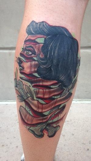Tattoos - traditional colored girls face cut tattoo, Gary Dunn Art Junkies Tattoo  - 79558